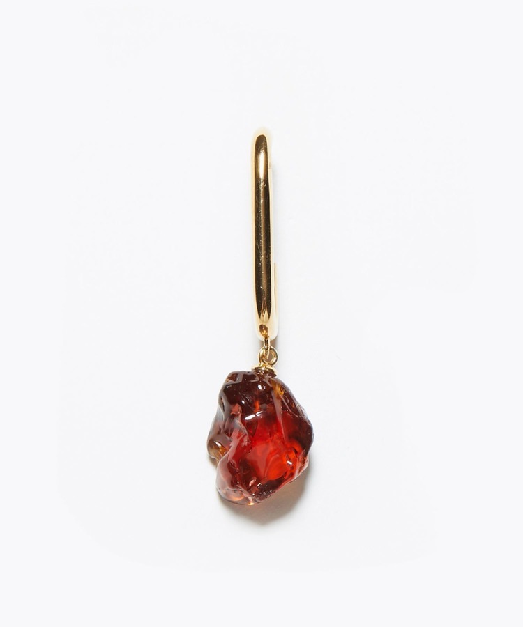 [ancient] rough citrine organic bar single pierced earring